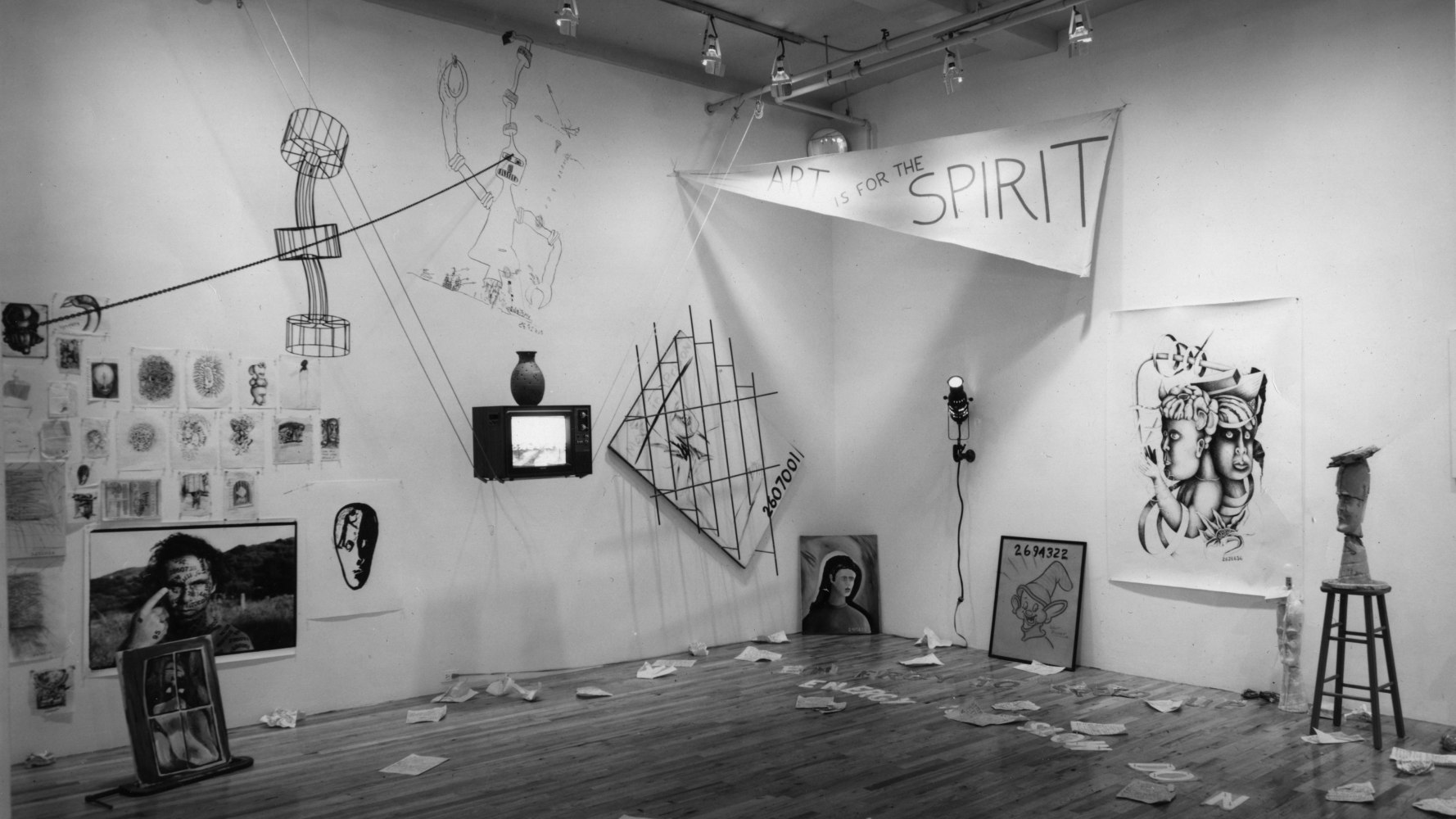 Installation view, Jonathan Borofsky, Paula Cooper Gallery, 155 Wooster Street, New York, October 18 - November 15 1980. © Jonathan Borofsky. Courtesy Paula Cooper Gallery, New York. Photo: Geoffrey Clements.