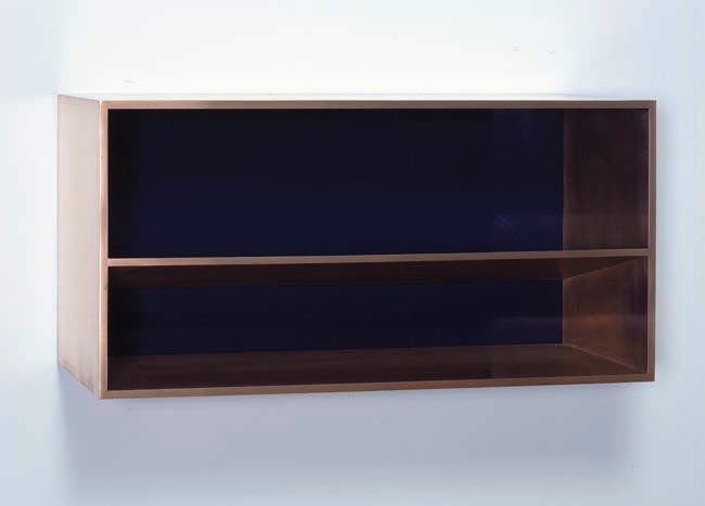 Donald Judd &quot;Untitled&quot; 1981 Copper, blue plexiglass 19 5/8 x 39 3/8 x 19 5/8&quot;