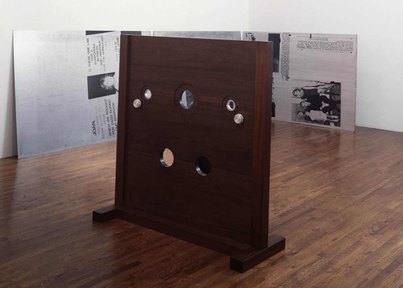 Installation view, Cady Noland, Paula Cooper Gallery, 155 Wooster Street, New York, March 26 - April 23, 1994. Photo: D. James Dee.
