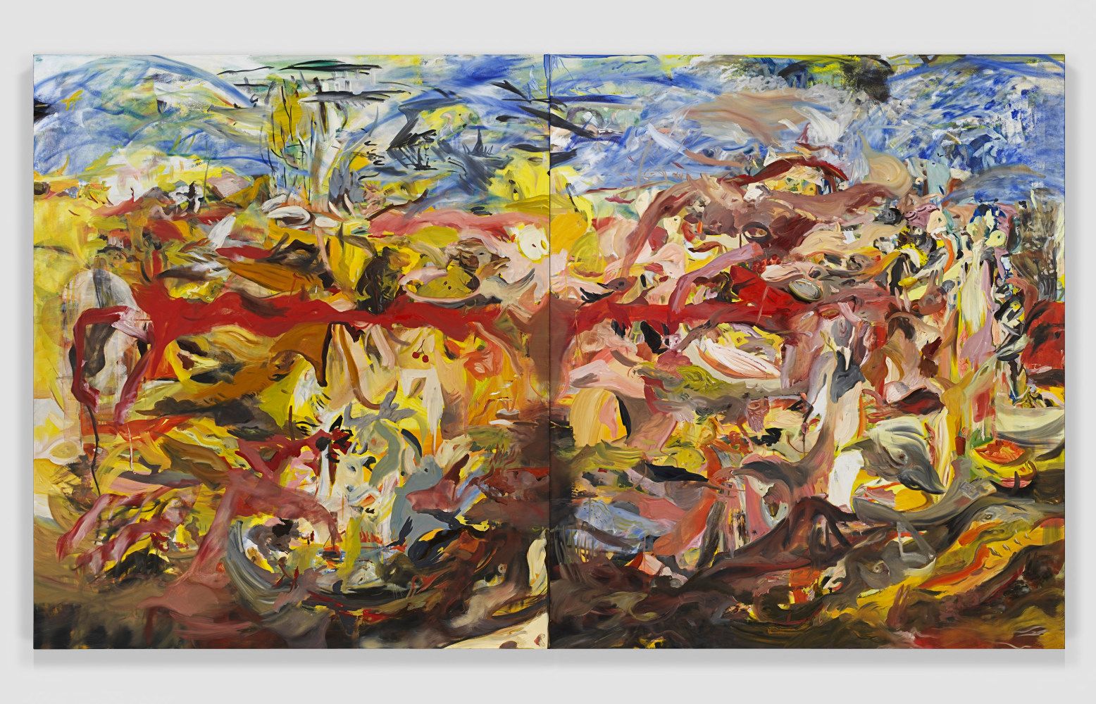 Cecily Brown Tripe with Snowstorms, 2023 oil on linen each: 103 x 89 in. (261.6 x 226.1 cm) overall: 103 x 178 in. (261.6 x 452.1 cm)