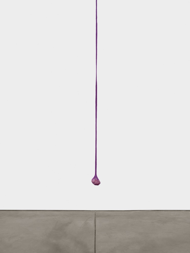 Veronica Ryan Threads for you, 2024 crochet thread and rose crystal 4 x 3 in. (10.2 x 7.6 cm) hanging: 7 ft