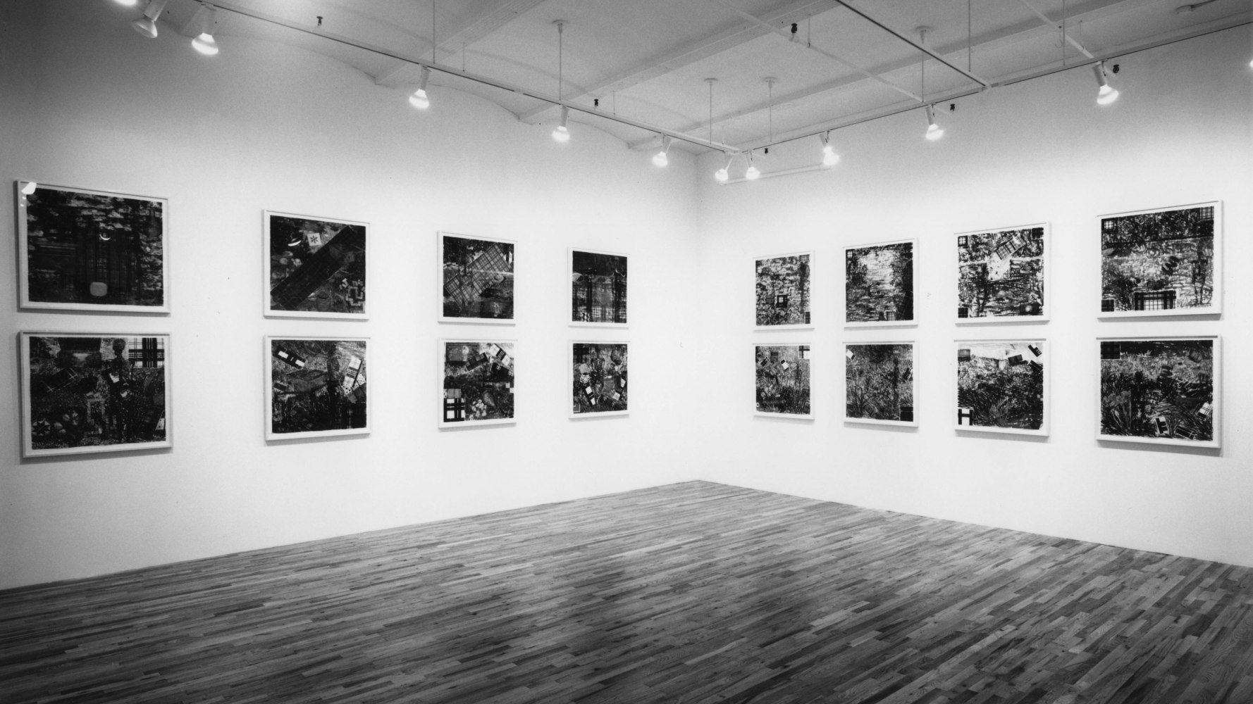 Installation view, Pastels, Paula Cooper Gallery, 149 Wooster Street, New York, January 5- February 2, 1991. © Jennifer Bartlett. Courtesy Paula Cooper Gallery, New York, Marianne Boesky Gallery, New York, and The Jennifer Bartlett 2013 Trust. Photo: Geoffrey Clements.