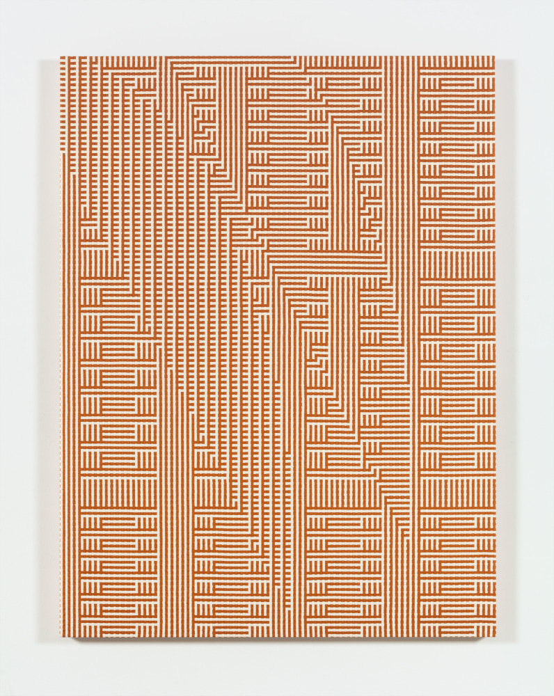Tauba Auerbach Shadow Weave - Metamaterial/Slice Ray, 2013 woven canvas on wooden stretcher 60 x 45 in. (152.4 x 114.3 cm)