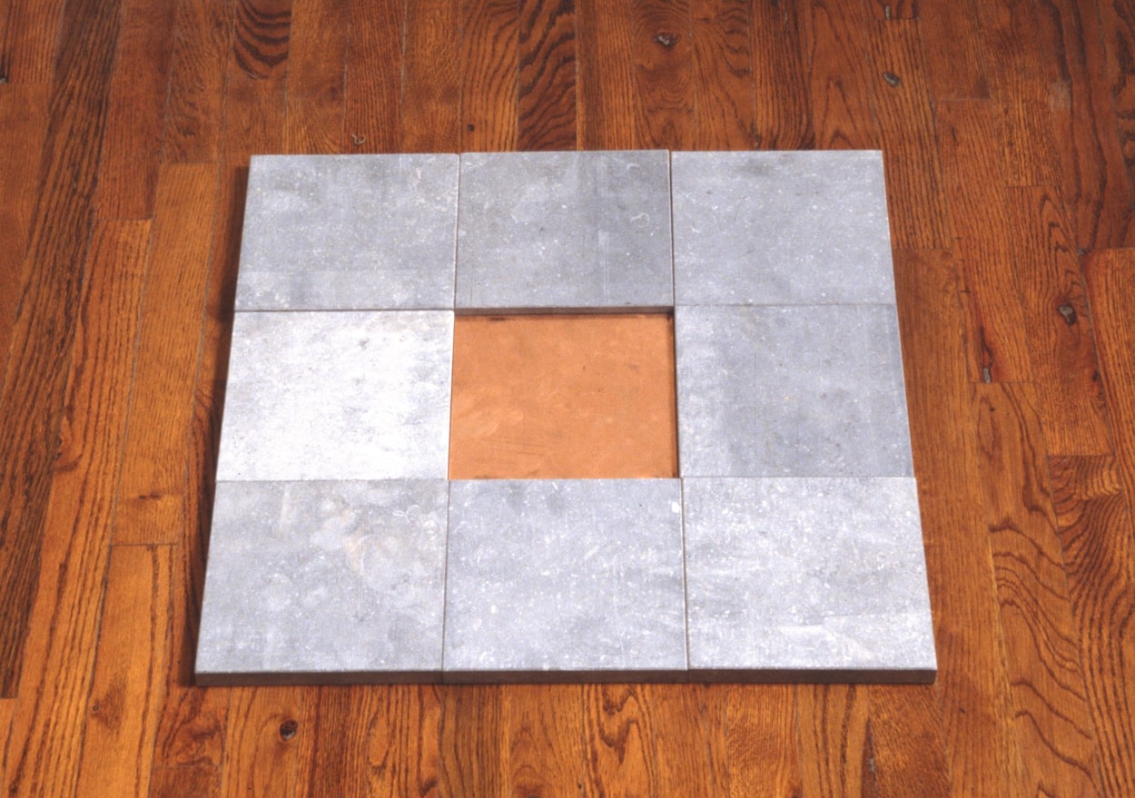 Carl Andre &quot;Copper Blue Well&quot; 1990 Copper and limestone overall: 3/4 x 23 3/4 x 23 3/4 in.