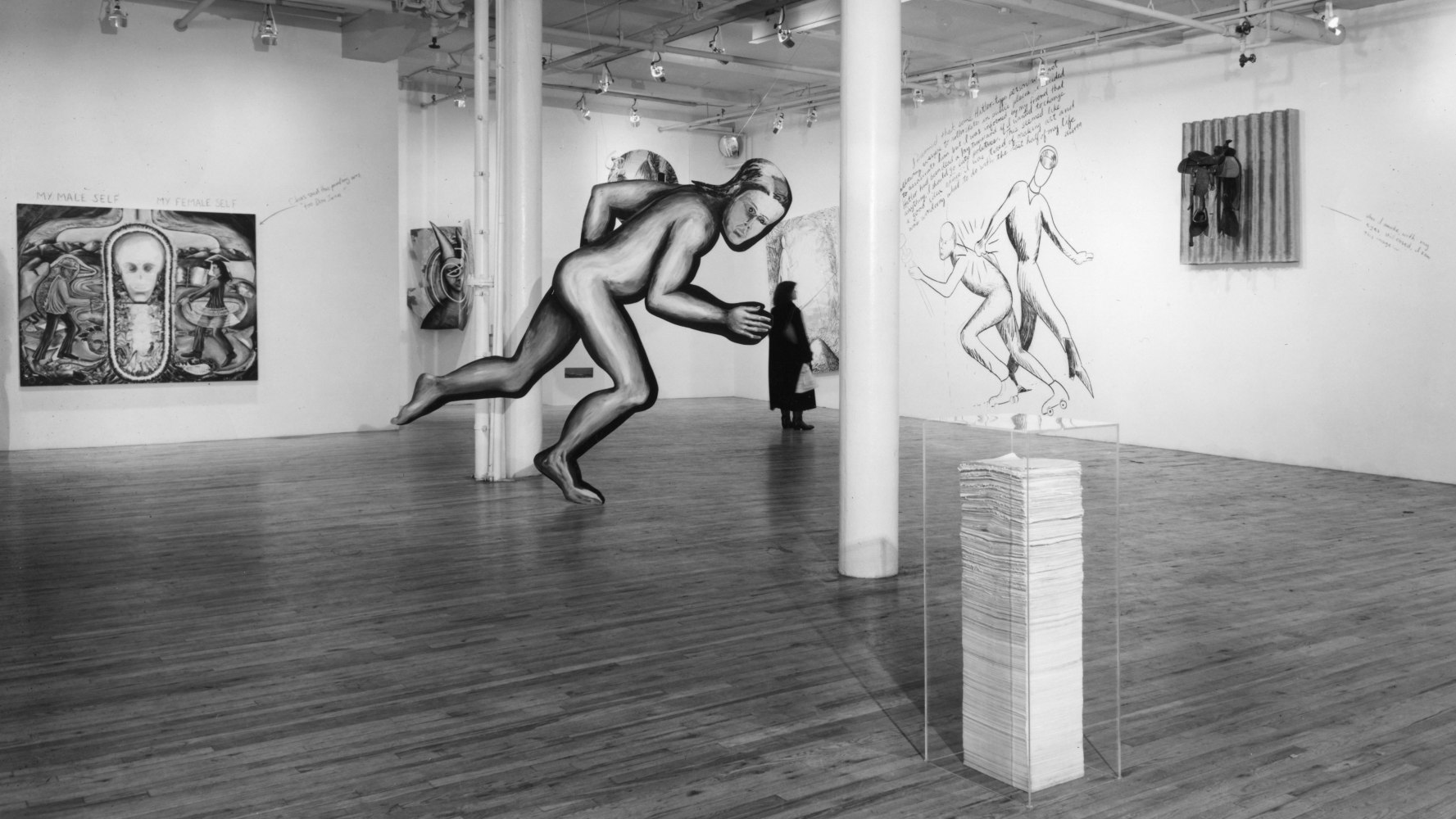 Installation view, Jonathan Borofsky, Paula Cooper Gallery, 155 Wooster Street, New York, March 10 - April 7 1979. © Jonathan Borofsky. Courtesy Paula Cooper Gallery, New York. Photo: Geoffrey Clements.