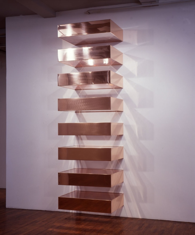 Donald Judd &quot;Untitled&quot; 1987 Copper and clear plexiglas 135&quot; x 40&quot; x 31&quot;
