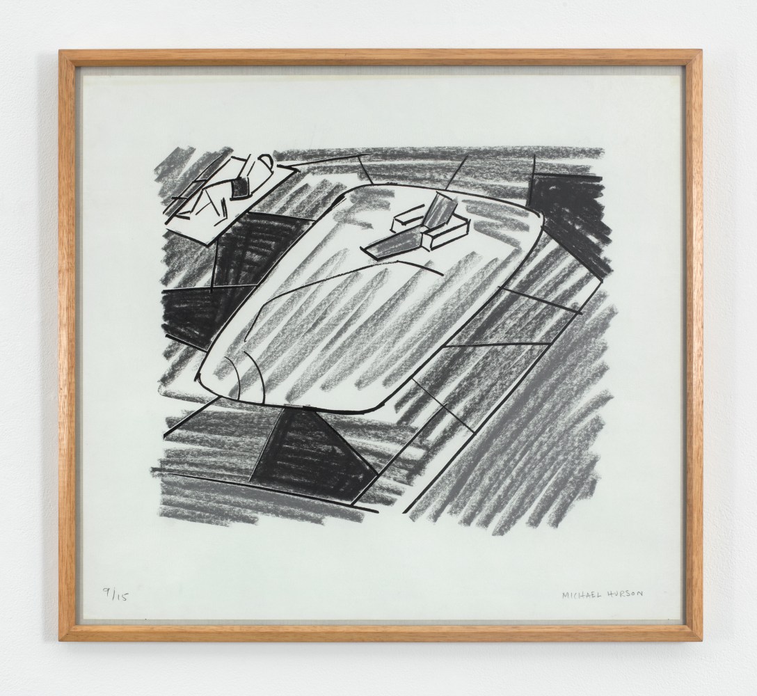 Michael Hurson Palm Springs Print, 1972 silkscreen over gray hand-colored pastel 21 x 35 inches (53.3 x 88.9 cm)