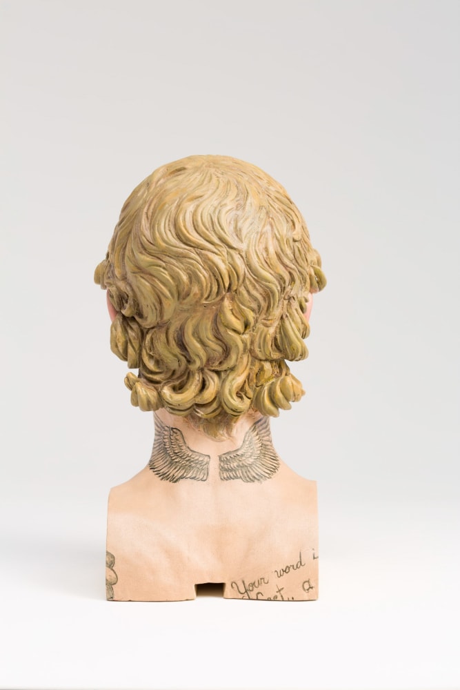 Paul Pfeiffer Incarnator (Pampanga), Head, 2024 Gmelina wood, paint 16 1/4 x 8 1/8 x 8 3/4 in. (41.3 x 20.6 x 22.2 cm)