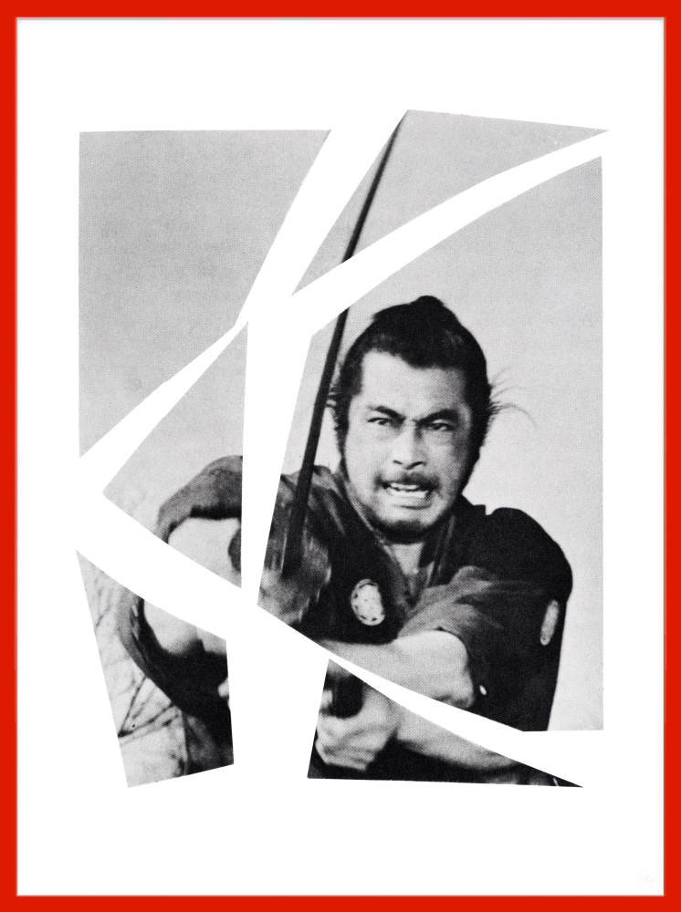Sarah Charlesworth Samurai, 1981 black and white mural print, mounted with lacquered wood frame frame: 63 7/8 x 49 7/8 x 1 5/8 in. (162.2 x 126.7 x 4.1 cm) Edition of 3, + 2 APs