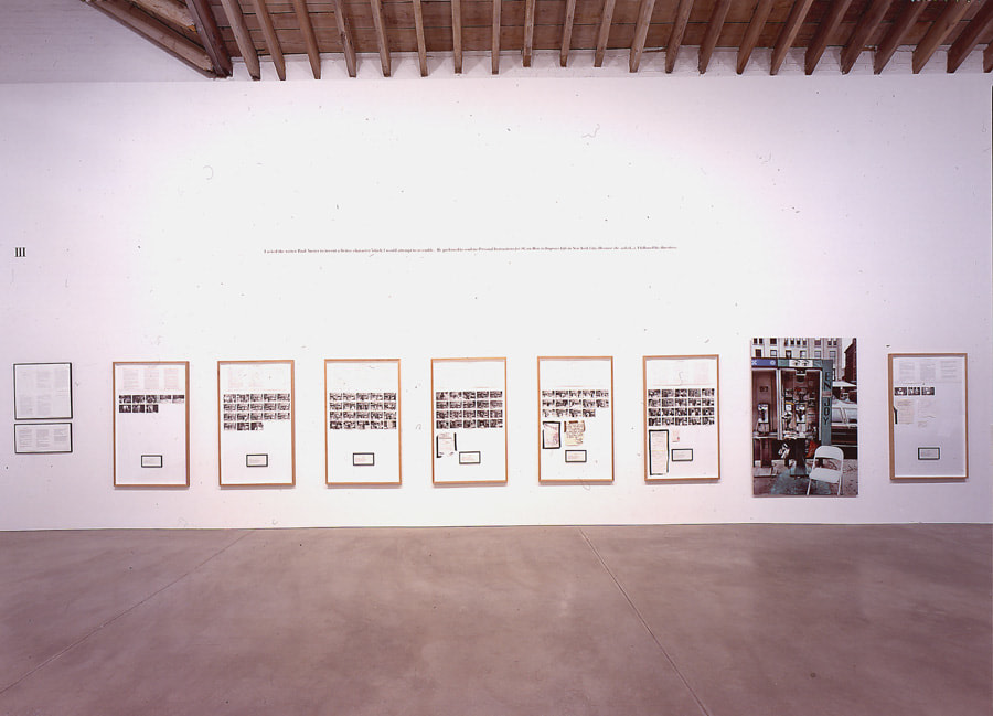Installation view, Double Game, Paula Cooper Gallery, 534 W 21st Street, New York. February 24 - March 24, 2001. © 2025 Sophie Calle / Artists Rights Society (ARS), New York / ADAGP, Paris. Courtesy of Sophie Calle and Paula Cooper Gallery, New York. Photo: Tom Powel.