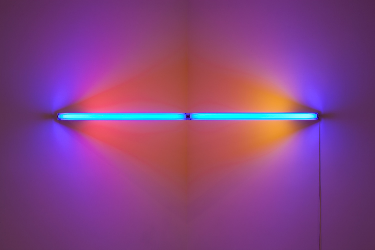 Dan Flavin Untitled, 1969 two 48-inch blue, two 24-inch pink, one 24-inch yellow lights and fixtures 96 inches across the corner, (244 cm across the corner) Edition of 5