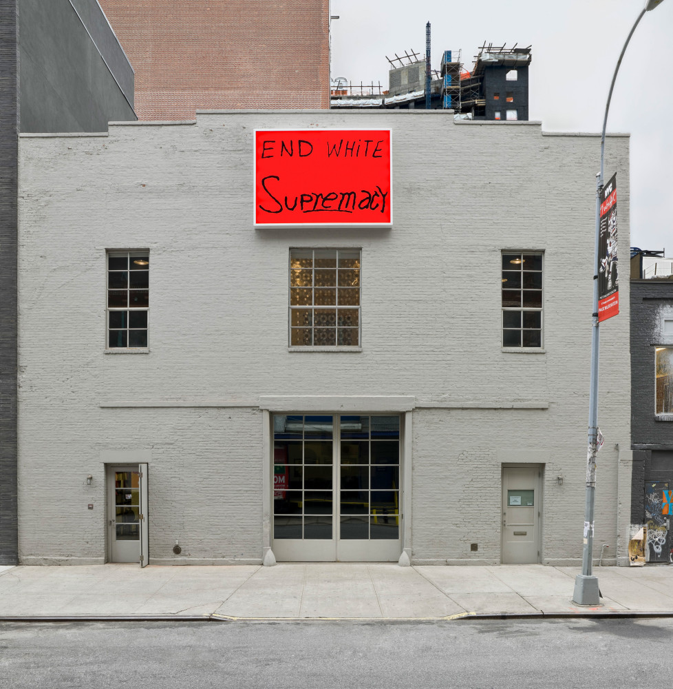 Installation view, End White Supremacy, Paula Cooper Gallery, 534 W 21st Street, New York. November 3, 2008 - July 31, 2009. © Sam Durant. Courtesy Paula Cooper Gallery, New York. Photo: Ellen Page Wilson.