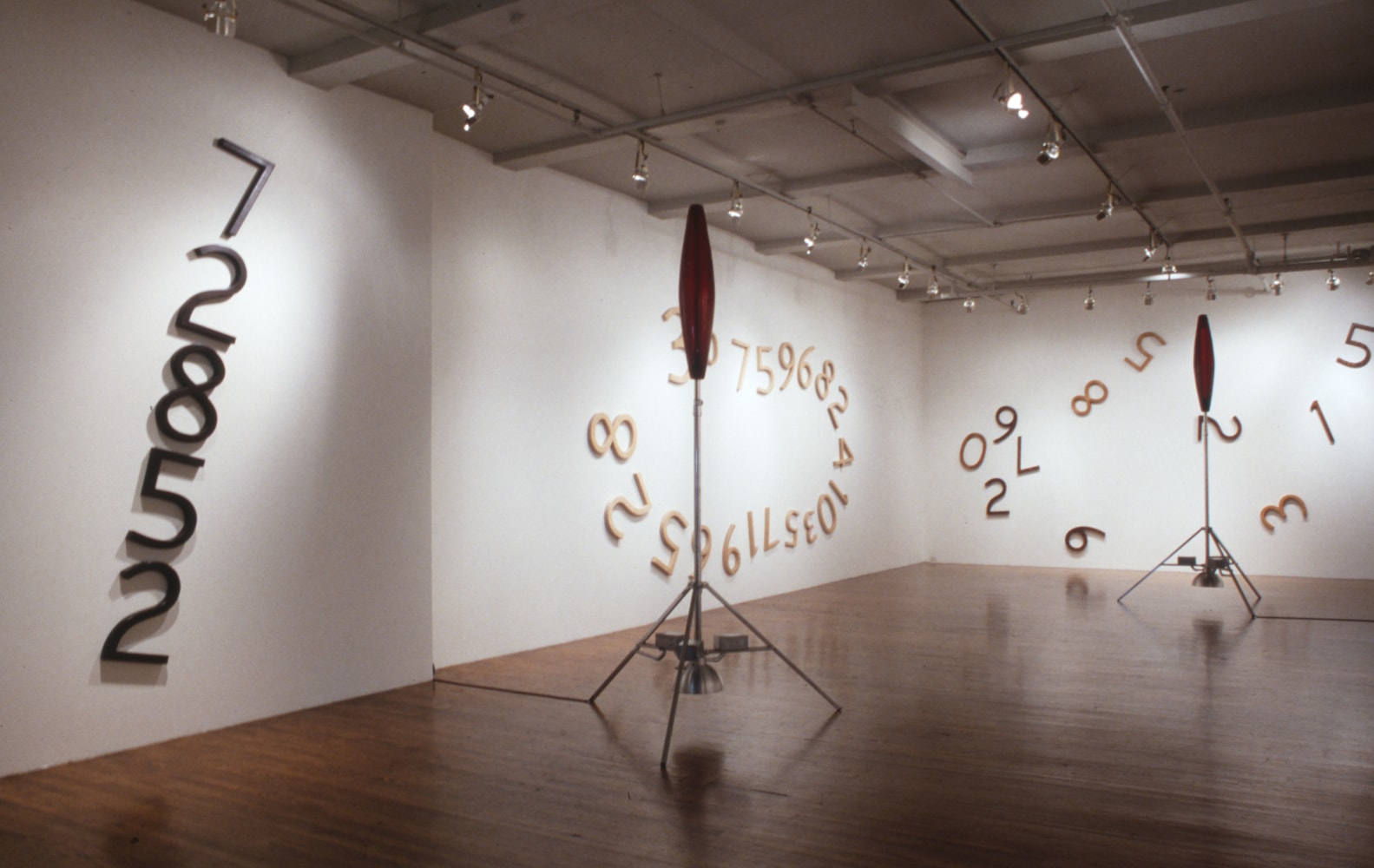 Installation view, Pieces of Infinity, Paula Cooper Gallery, 155 Wooster Street, New York, October 25 - November 23, 1991. © Jonathan Borofsky. Courtesy Paula Cooper Gallery, New York. Photo: Geoffrey Clements.