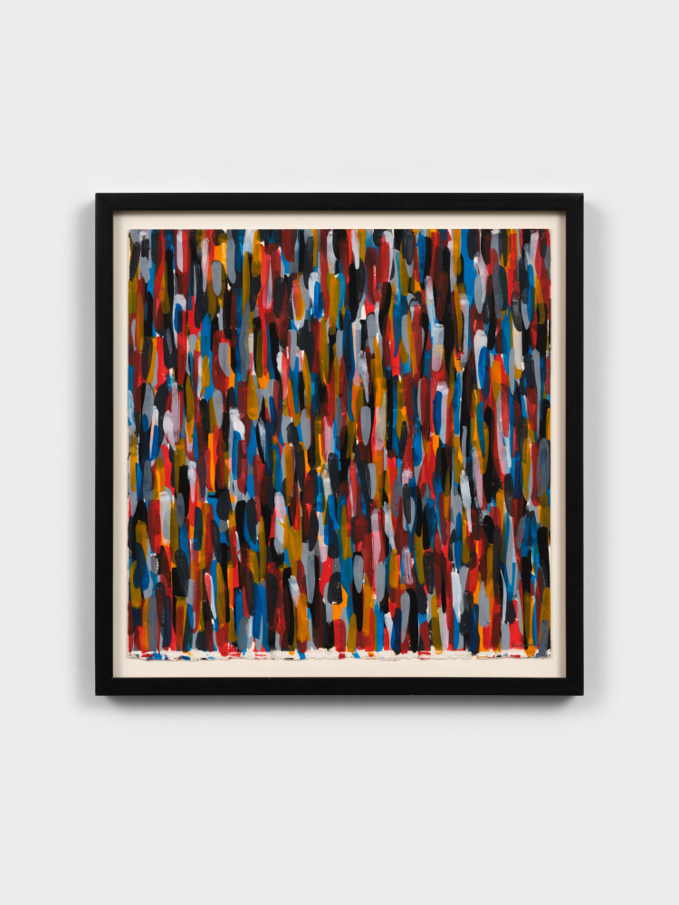 Sol LeWitt Vertical Brushstrokes (Short), 1997 gouache on paper 15 1/4 x 15 in. (38.7 x 38.1 cm) frame: 18 x 18 in. (45.7 x 45.7 cm)