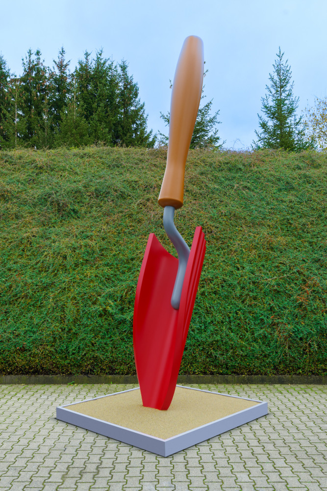 Claes Oldenburg &amp;amp; Coosje van Bruggen
Plantoir, Red (Mid-scale), 2001-2021
painted aluminum, stainless steel
15 ft 5 in. x 46 in. x 35 in. (469.9 x 116.8 x 88.9 cm)