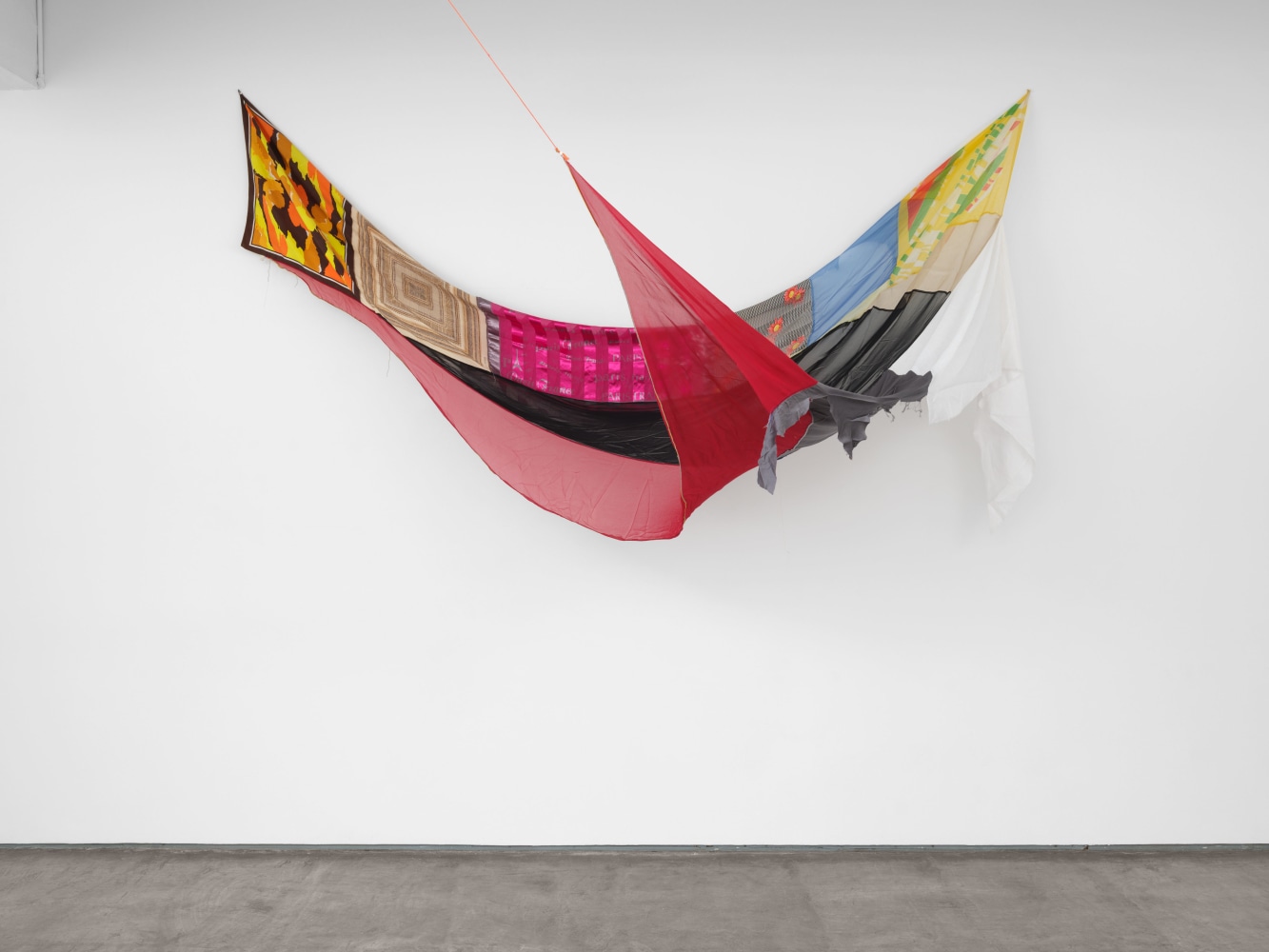 Eric N. Mack
Parachute, 2021
silk, polyester, acetate and cotton
136 x 110 x 105 in. (345.4 x 279.4 x 266.7 cm)