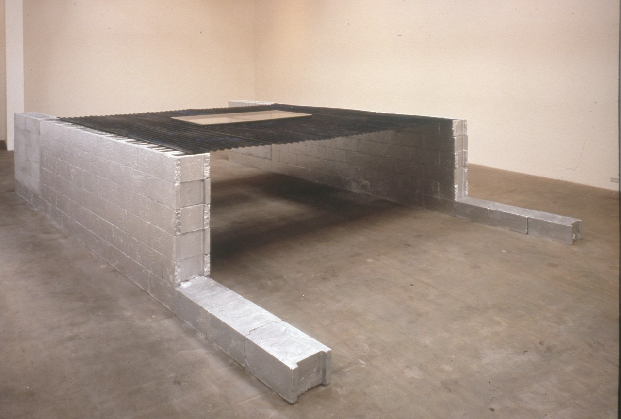 Robert Grosvenor &quot;Untitled&quot; 1989-90 Concrete blocks, plexiglass, and painted steel 48&quot; x 240&quot; x 158&quot;