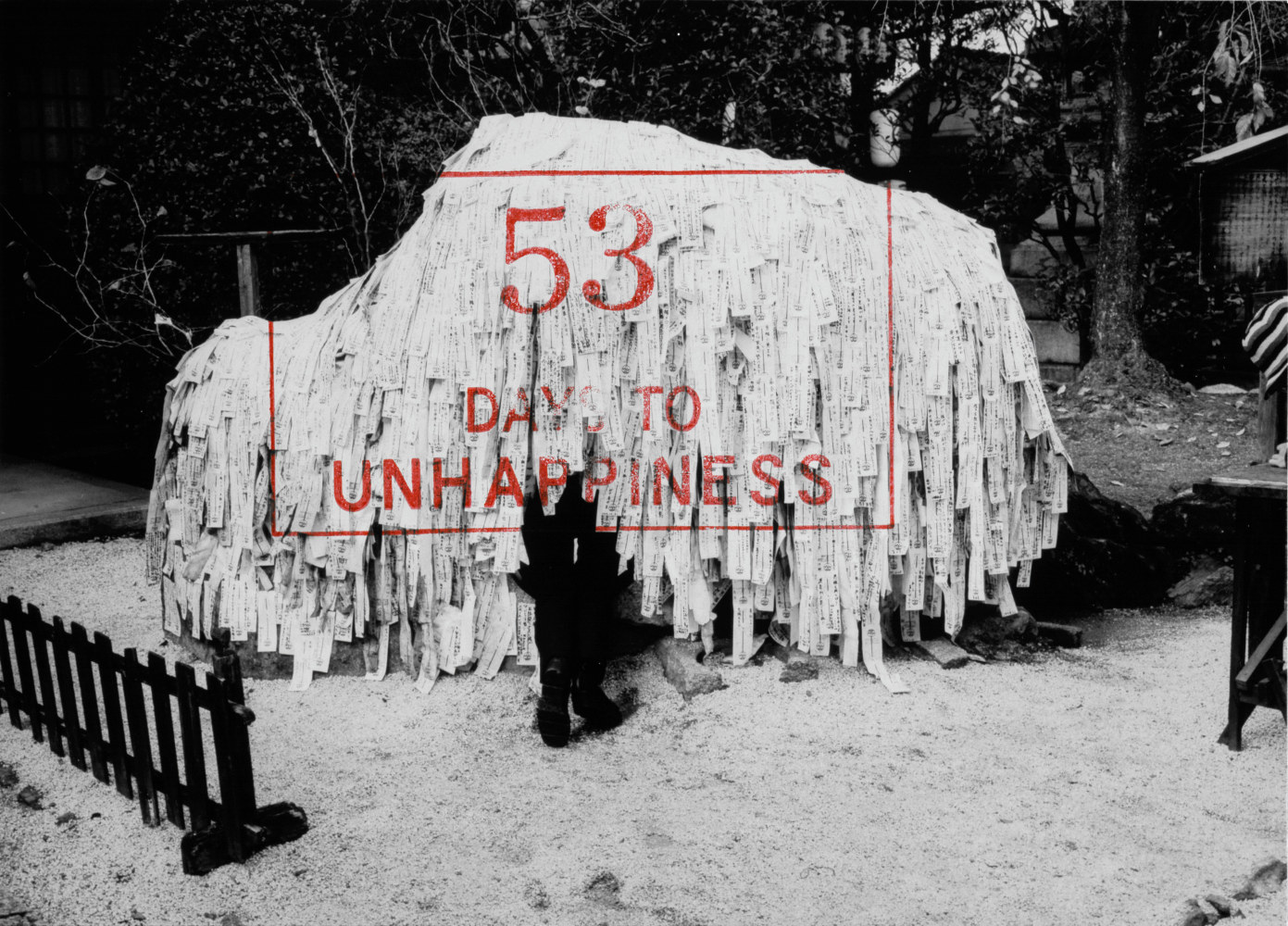 Sophie Calle "Exquisite Pain (Count Down - 53)" 2000 Black and white photograph, hand stamped with red ink, with accompanying text 12 3/16 x 8 5/8 x 1 3/16 in.