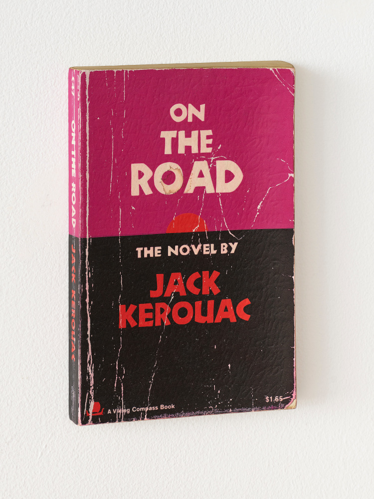 Steve Wolfe On the Road, 1991-1992 oil, screenprint, modeling paste, linen and wood 7 3/4 x 5 1/8 x 1 1/4 in. (19.7 x 13 x 3.2 cm)