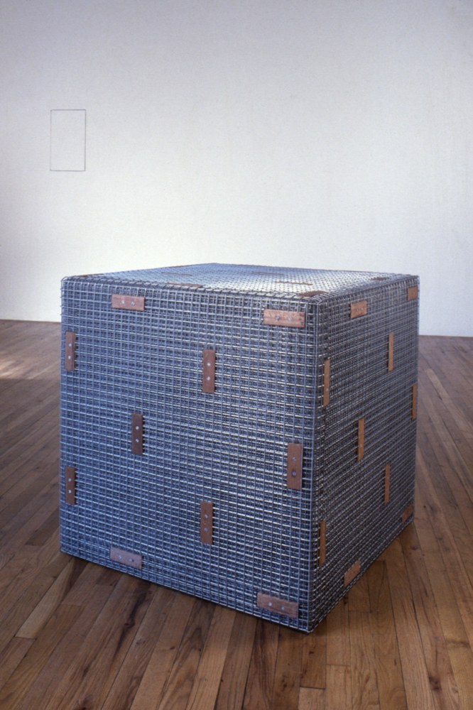 Jackie Winsor &quot;Wire Piece #2&quot; 1980-81 Wire mesh, wood 32&quot; x 32&quot; x 32&quot;
