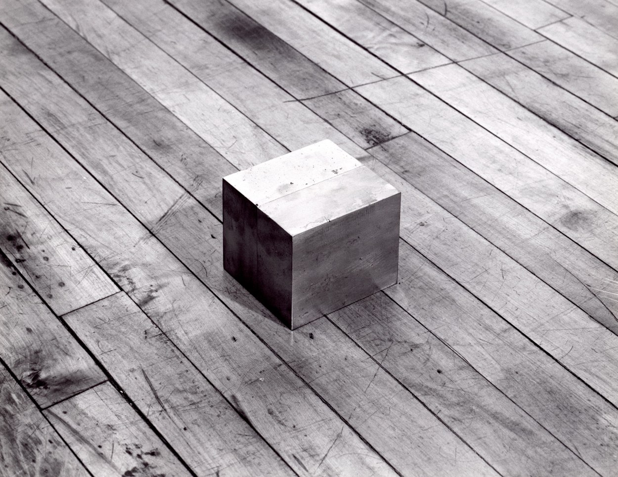 Carl Andre "Fault" 1988 Stainless steel 3 3/8" x 4" x 4 1/4"