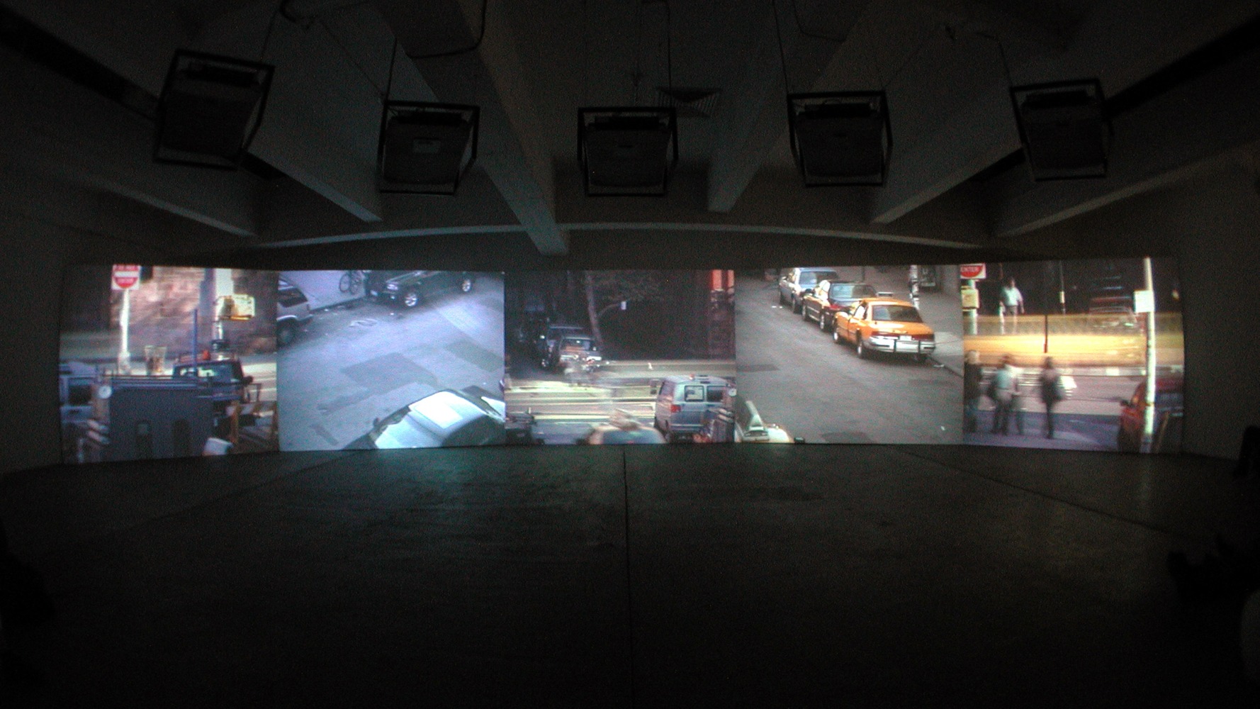 C&amp;eacute;leste Boursier-Mougenot
Videodrones, 2001
DVD, dimensions variable
Installation view, Paula Cooper Gallery, 2001