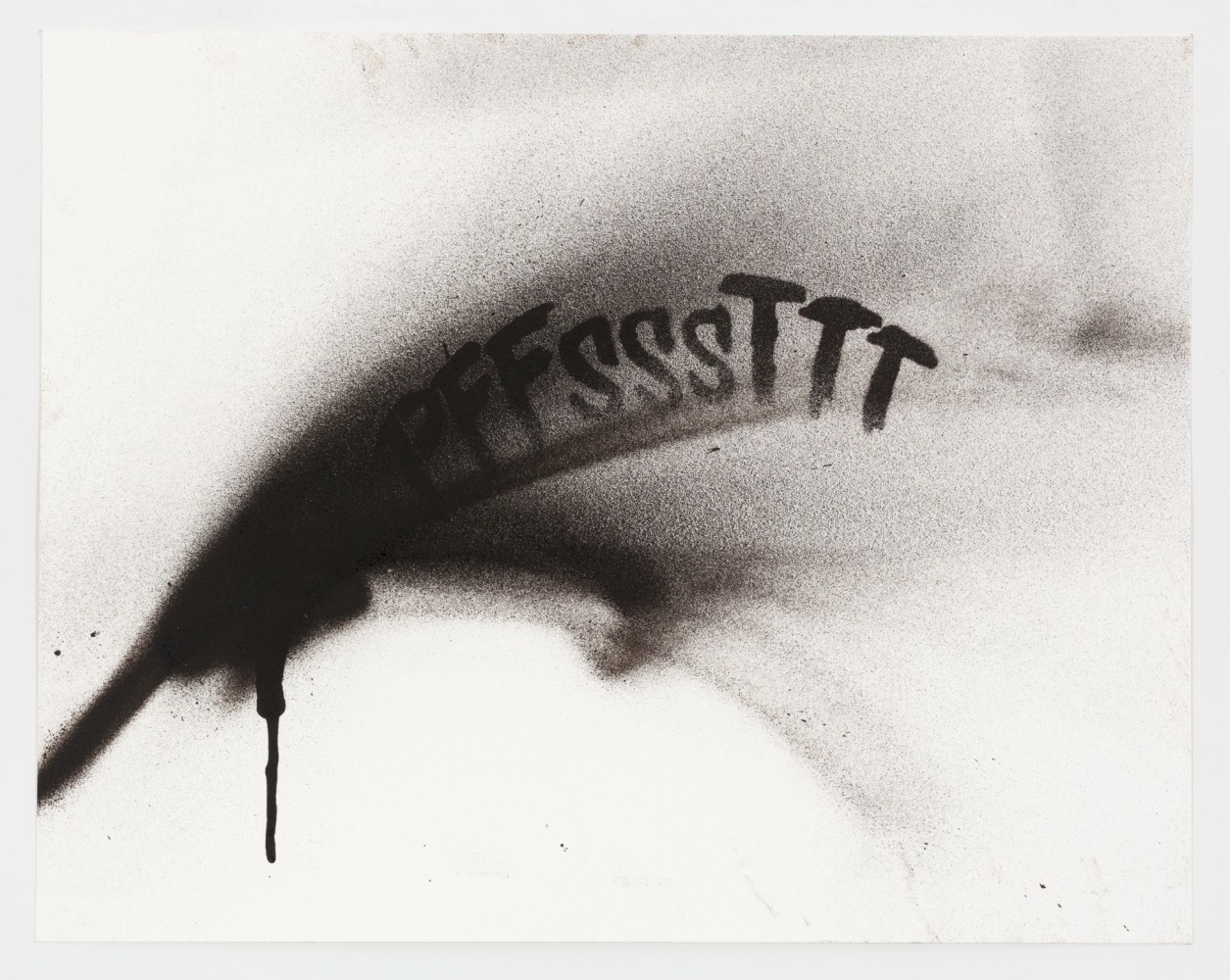 Christian Marclay Pffsssttt, 2014 spray paint on paper image: 28 1/2 x 36 in. (72.4 x 91.4 cm) frame: 31 7/8 x 39 1/2 x 1 3/4 in. (81 x 100.3 x 4.4 cm)