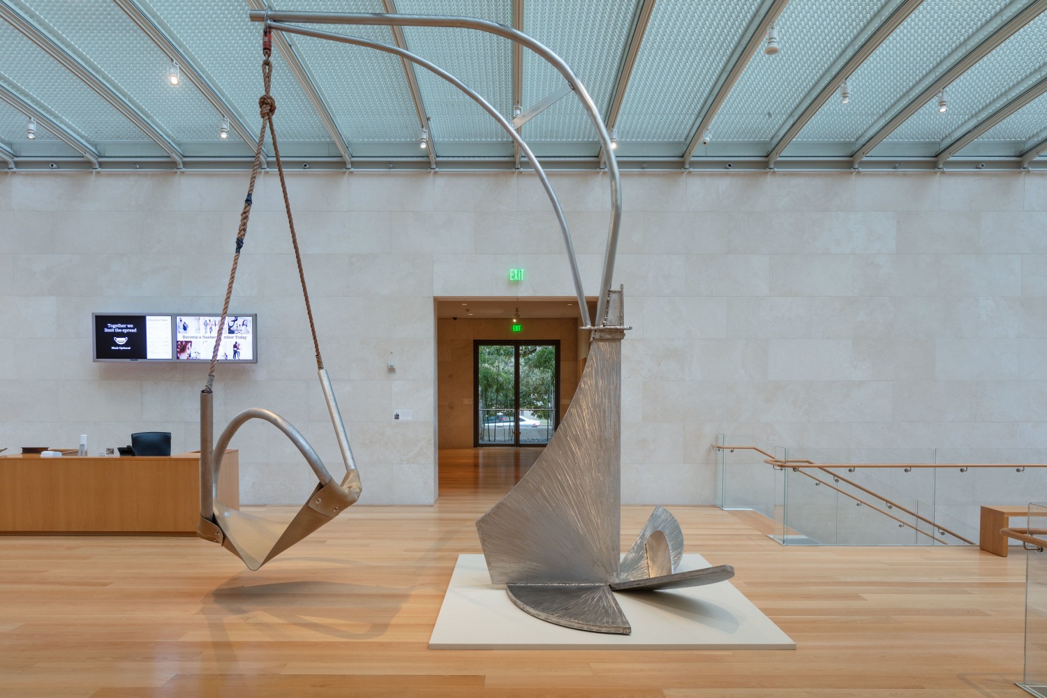Mark di Suvero
Untitled (Swing), 2008-22
Aluminum, rubber, rope, and stainless steel hardware
Installation view from&amp;nbsp;Mark di Suvero: Steel Like Paper, The Nasher Sculpture Center, Dallas, Texas, January 28, 2023 &amp;ndash; August 27, 2023