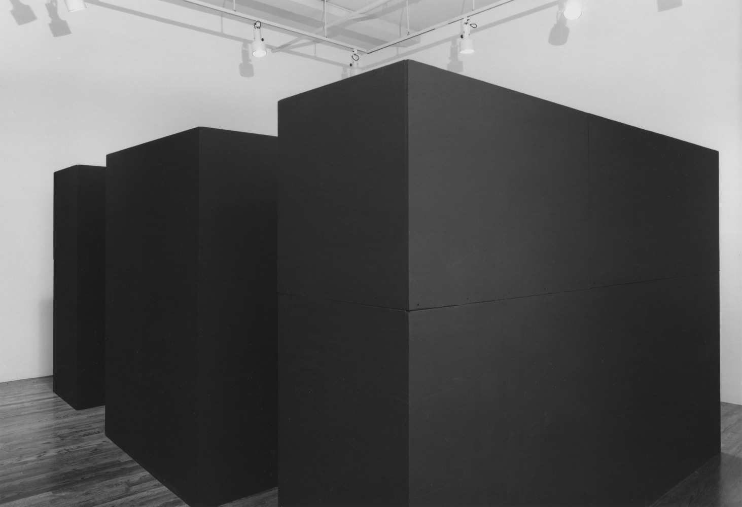Installation view, Maze, Paula Cooper Gallery, 155 Wooster Street, New York, November 7 - 26, 1987. © 2025 Tony Smith / Artists Rights Society (ARS), New York. Courtesy Paula Cooper Gallery, New York. Photo: Geoffrey Clements.