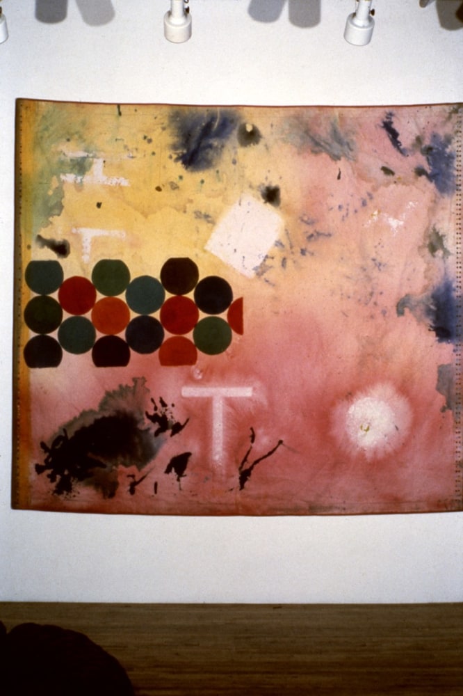 Alan Shields &quot;Holiday Erection&quot; 1977 Acrylic, thread, canvas 105 1/4&quot; x 116 1/2&quot;