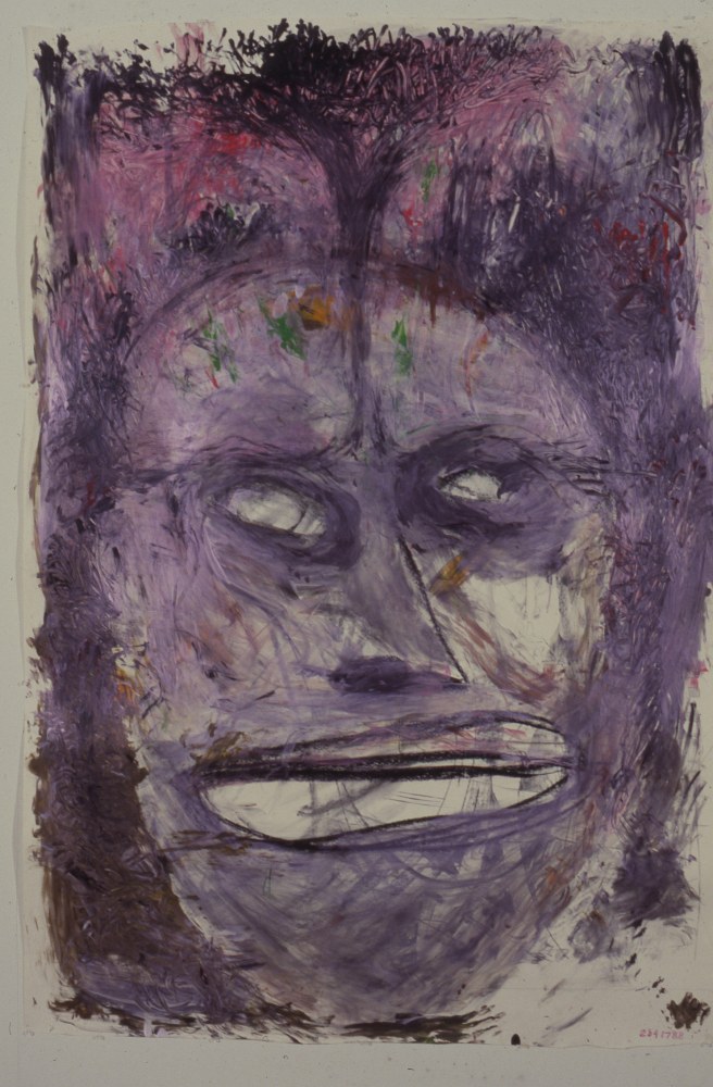 Jonathan Borofsky &quot;Untitled at 2,841,788&quot; 1984 Metallic paint, poster paint on paper backed with canvas 87&quot; x 60&quot;