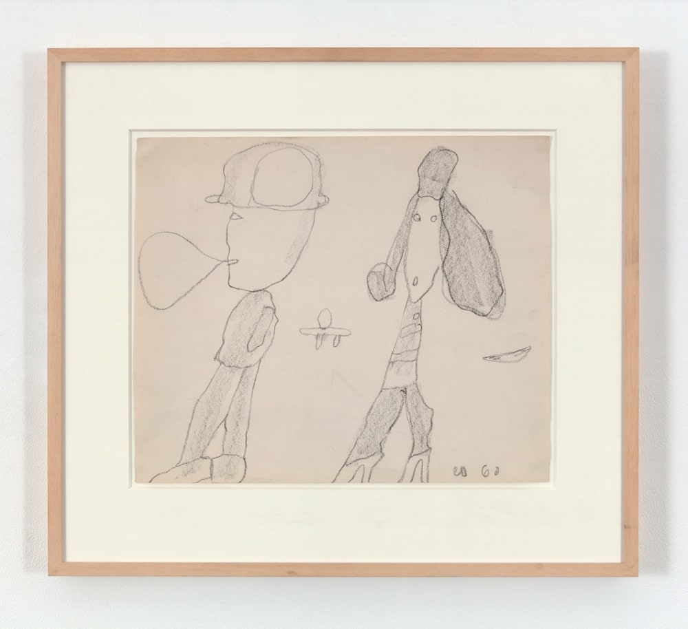 Claes Oldenburg "Street Scene - Man with Cap, Woman" 1960 Crayon on paper 13 15/16 x 16 3/4 in.