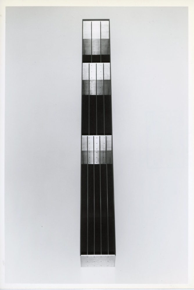 Donald Judd &quot;Untitled&quot; 1984 Aluminum with blue plexiglass 10&quot; x 90&quot; x 10&quot;