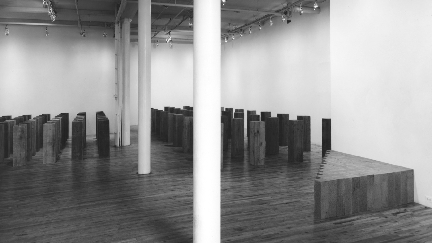 Installation view, Carl Andre, Paula Cooper Gallery, 155 Wooster Street, New York, March 26 - April 19, 1980. © 2025 Carl Andre / Artists Rights Society (ARS), New York. Courtesy Paula Cooper Gallery, New York. Photo: Geoffrey Clements.