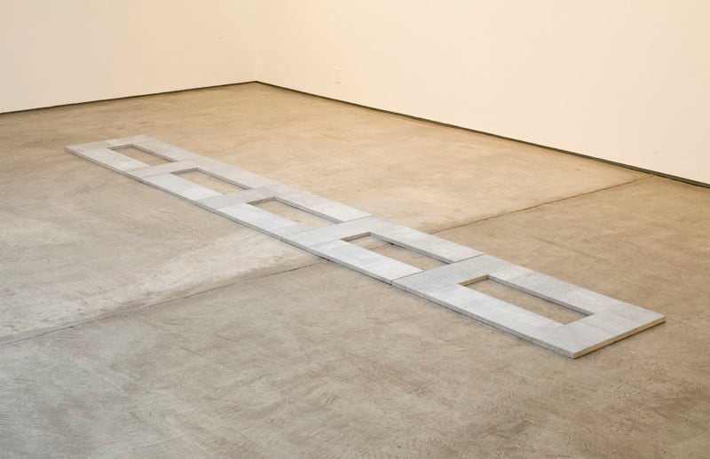 Carl Andre "Limestone Pentacel" 2009 16 unit Belgian blue limestone rectangle overall: 1 x 23 1/2 x 165 5/8 in.