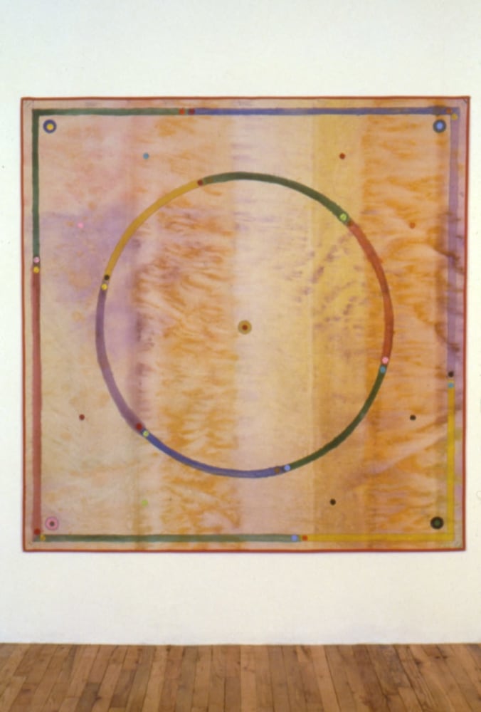 Alan Shields  &quot;Eccentric Roller&quot; 1985 Acrylic, cotton thread on canvas w/ cotton belting 71&quot; x 71&quot;