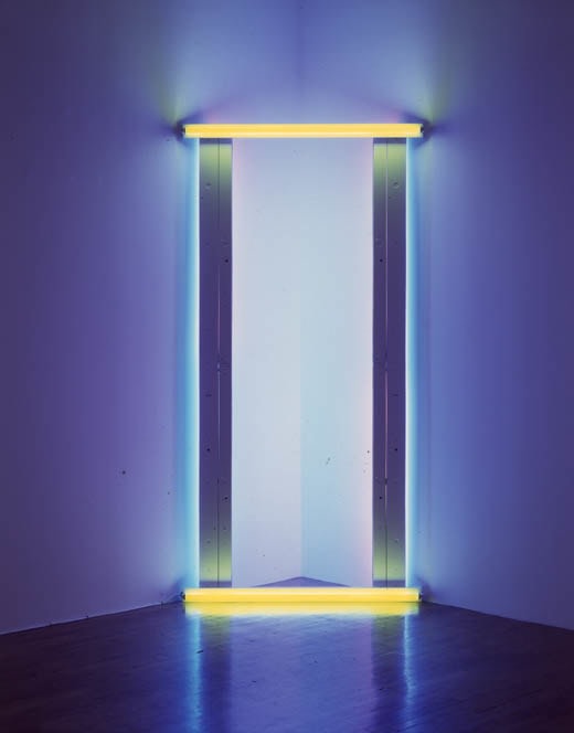 Dan Flavin &quot;Untitled (to Barnett Newman) #1&quot; 1971 Red, yellow, and blue fluorescent light 8' x 4'