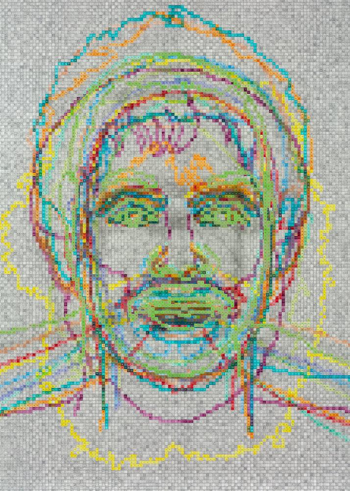 Faces 1: Identity Politics, #11, Molefi Kete Asante, (detail), 2018 acrylic sheet, acrylic paint, lacquer, wood 74 x 59 1/8 x 5 3/4 in. (188 x 150.2 x 14.6 cm)