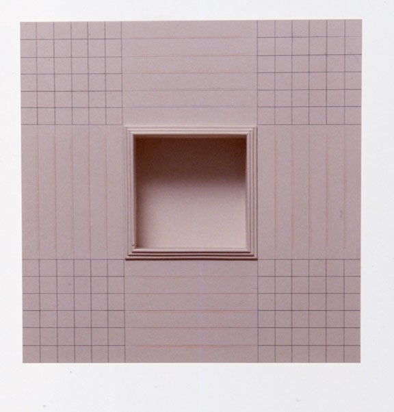 Jackie Winsor &quot;Inset Wall Piece Off White Sparkle Corner Grid with Stepped Inset&quot; 1995 Plaster, watercolor and pigment 18&quot; x 18&quot; x 4&quot;