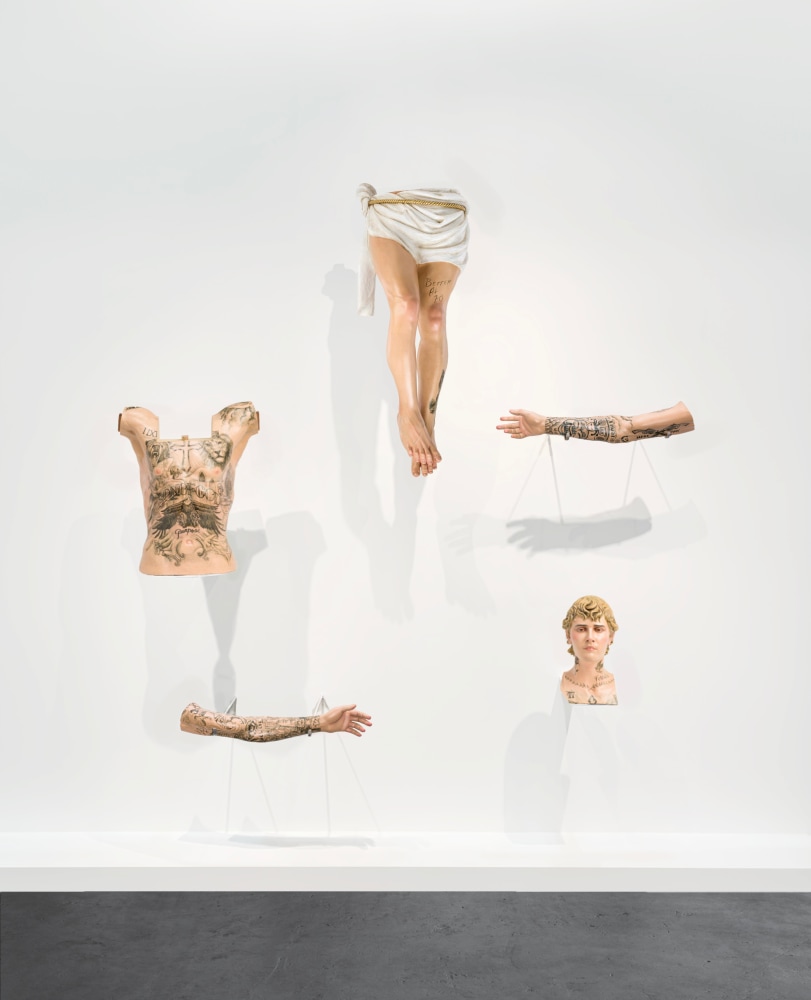 Paul Pfeiffer
Incarnator (Pampanga), 2024
Gmelina wood, paint
head: 16 1/4 x 8 1/8 x 8 3/4 in. (41.3 x 20.6 x 22.2 cm)
torso: 25 5/8 x 19 1/8 x 9 1/8 in. (65.1 x 48.6 x 23.2 cm)
right arm: 5 1/2 x 24 3/8 x 5 1/4 in. (14 x 61.9 x 13.3 cm)
left arm: 7 1/8 x 25 x 4 3/4 in. (18.1 x 63.5 x 12.1 cm)
legs: 40 x 14 x 9 7/8 in. (101.6 x 35.6 x 25.1 cm)

&amp;nbsp;