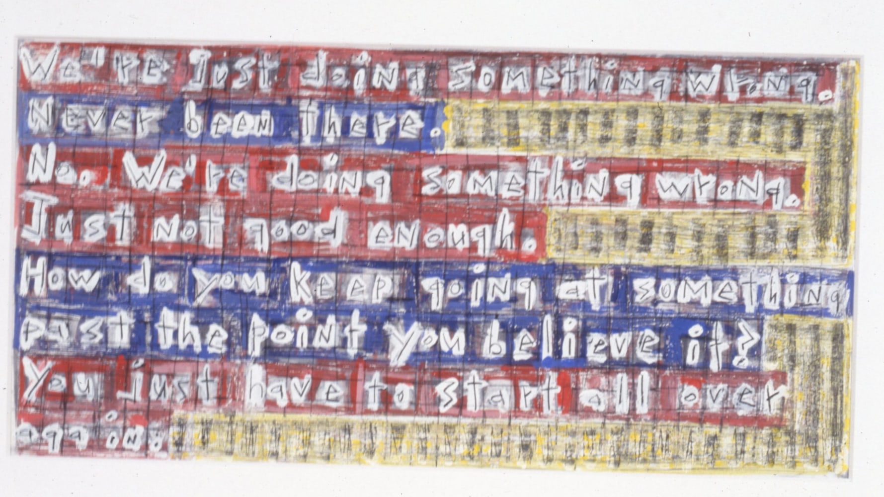 Michael Hurson "The Woodward/Bernstein Drawing" 1994 Pencil, egg tempera, ink, and conte crayon on paper 13 1/2" x 27"