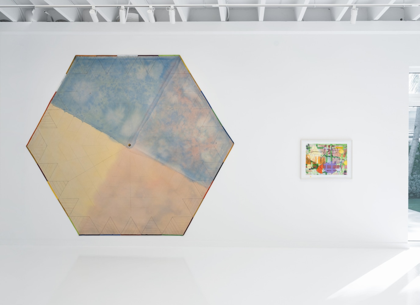 Installation view, FOUR PLAY: Eric N. Mack, Cynthia Hawkins, Alan Shields, Sol LeWitt, Paula Cooper Gallery, West Palm Beach, Florida, February 1 – March 2, 2025. Photo: Oriol Tarridas.