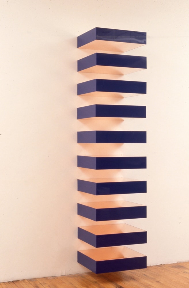 Donald Judd &quot;Untitled&quot; 1989 Copper, blue plexiglass 114&quot; x 27&quot; x 24&quot; overall