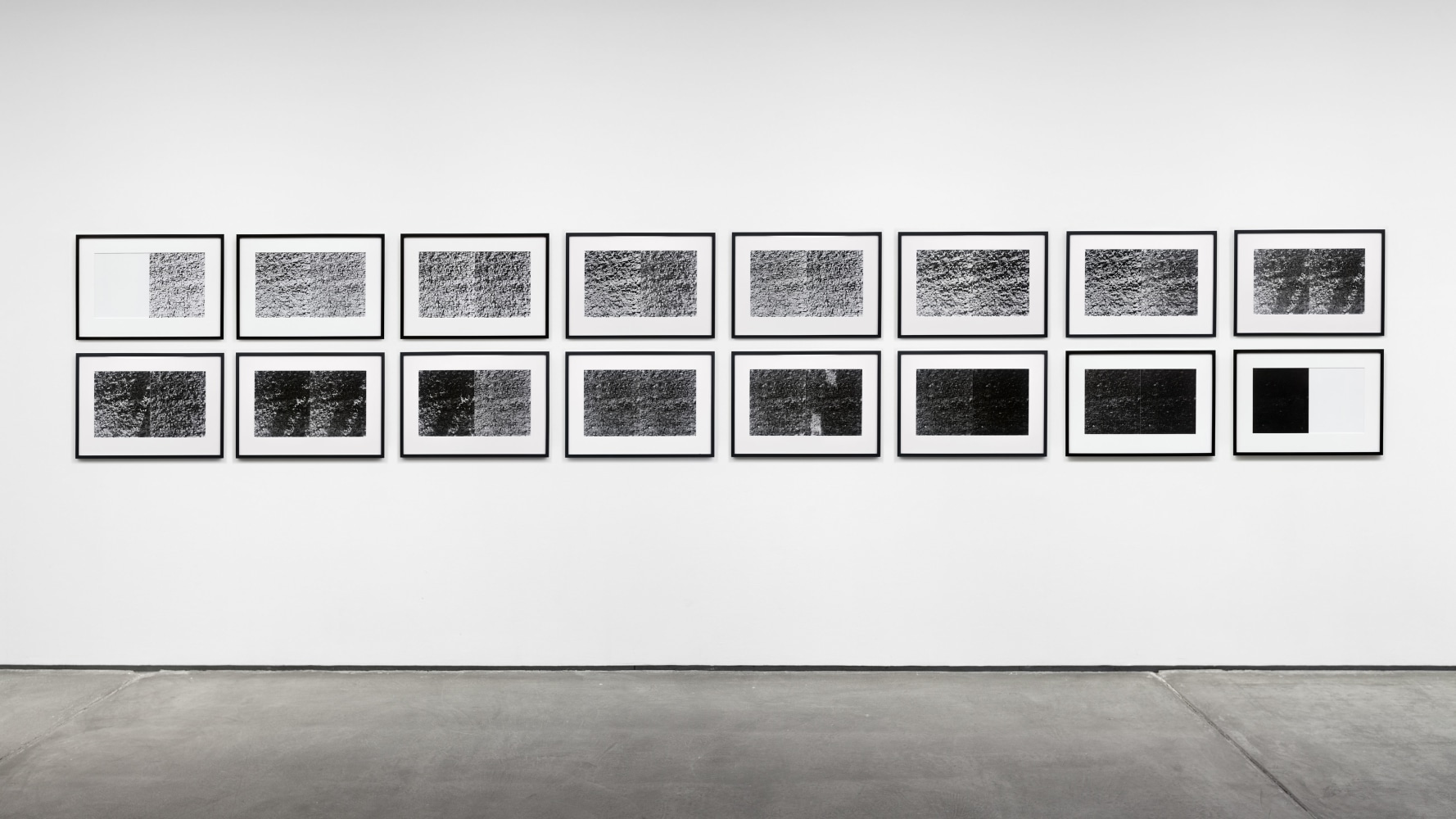 Sol LeWitt Brick Wall, 1977/2010 Sixteen digital exhibition prints each board 14.5 x 23 1/2 in. (36.8 x 59.7 cm) image: 10 5/8 x 17 11/16 in. (27 x 44.9 cm) framed each: 16 3/4 x 23 3/8 x 1 1/4 in. (42.5 x 59.4 x 3.2 cm)