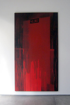 Christian Marclay "Black Door (The Electric Chair)" 2006 Silkscreen ink on synthetic polymer paint on canvas 93 3/4 x 51 1/4 in.