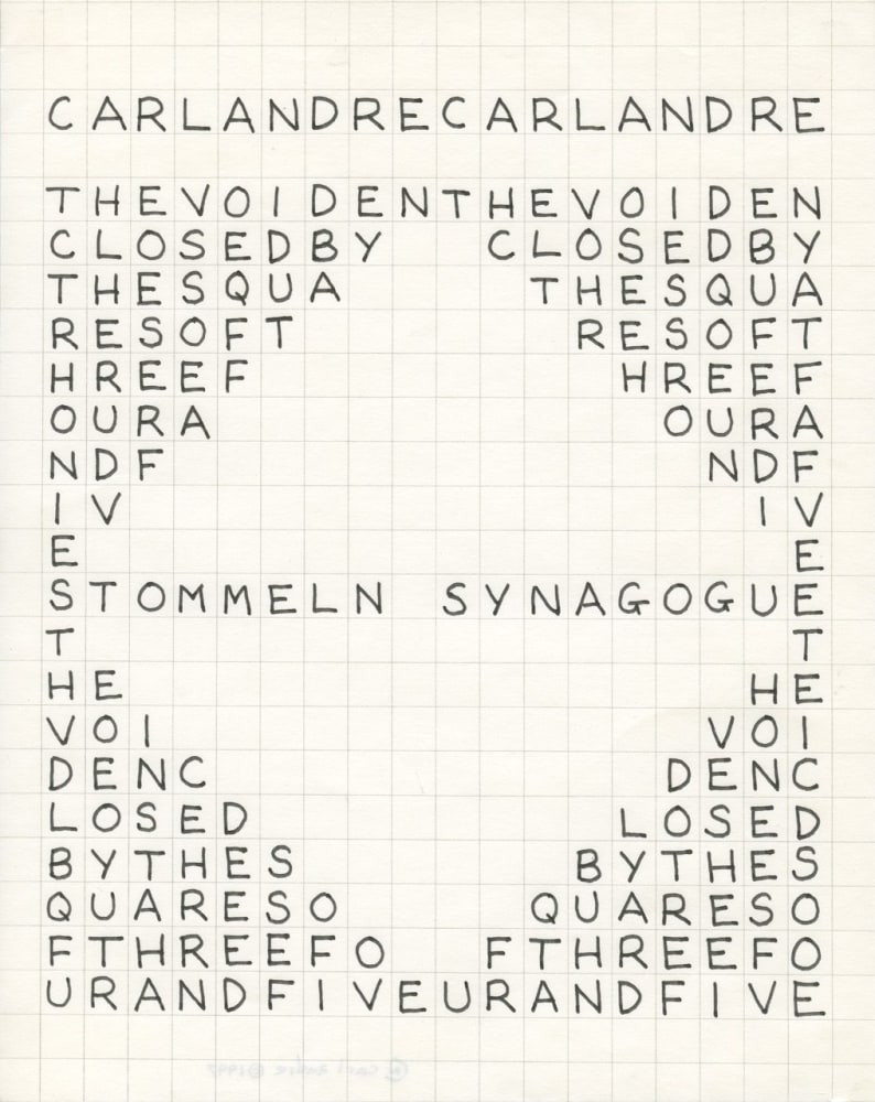 Carl Andre "Untitled" 1997 Pen on graph paper 10 x 7 3/4 in.