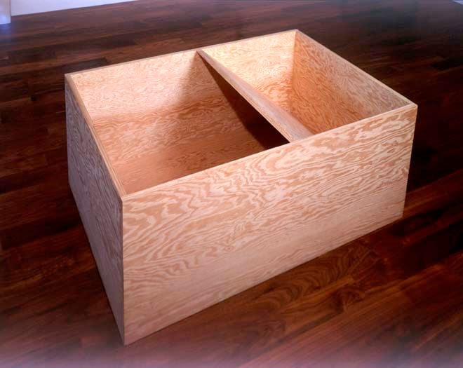 Donald Judd "Untitled (floor box)" 1979 Plywood 19 1/2 x 45 x 30 1/2 in.
