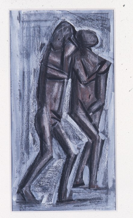Michael Hurson &quot;Study for Adam and Eve&quot; 1992 Pencil, conte, ink on paper 12 1/2&quot; x 6 1/2&quot;