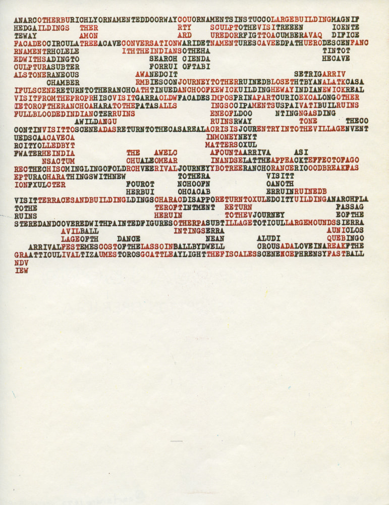 Carl Andre YUCATAN (detail), 1972, color photocopy on typewriter paper  26 sheets, each sheet: 11 x 8 1/2 inches (27.9 x 21.6 cm)