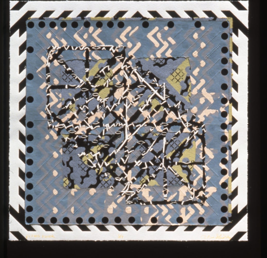 Alan Shields &quot;Godwit&quot; 1992 Woodcut, relief, lithograph, collage in 8 colors on layered handmade paper 26&quot; x 26&quot;